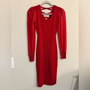 Almost Famous Vibrant Red Long Sleeve Dress